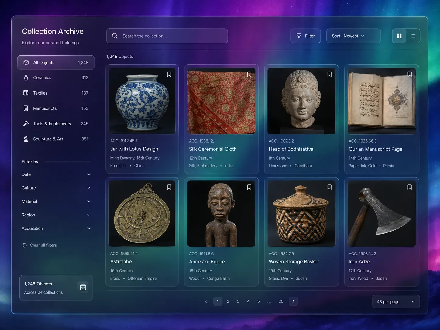 Open exploration grid showing connected records with provenance details
